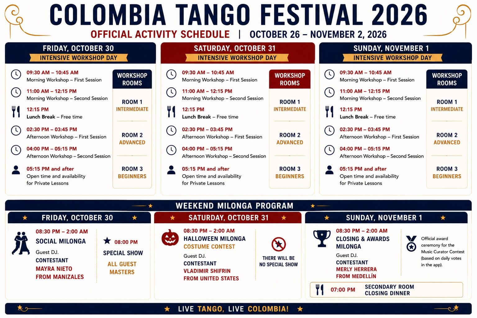 Horarios del Evento Parte 2